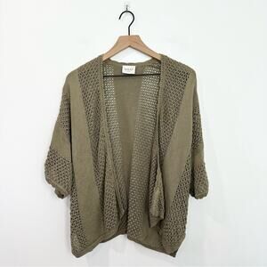 Wrap London Open Front Knit Cardigan Olive Green size 10